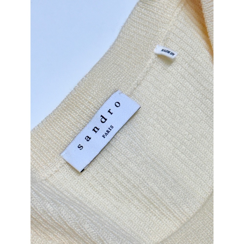 Sandro Paris Take It Easy Embroidered Wool Sweater Cream XL Small Hole - Picture 4 of 7